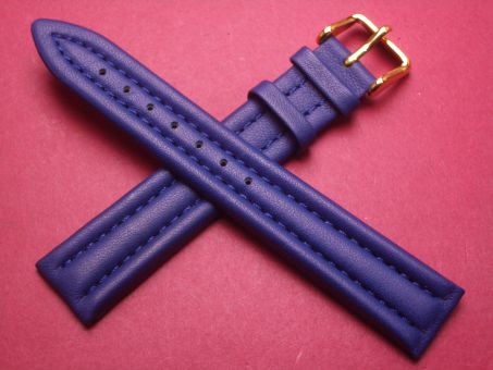 Hirsch Uhren-Armband, Kalbsleder mit Kautschuk, 18mm im Verlauf auf 16mm, Farbe: blau 