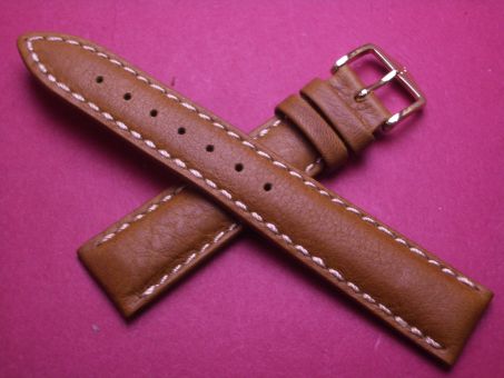 Hirsch Uhren-Armband, Kalbsleder, 18mm im Verlauf auf 16mm, Farbe: braun 