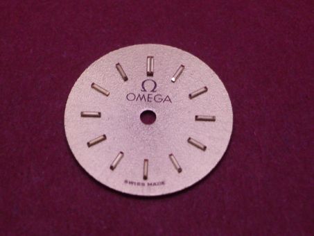 Omega Zifferblatt, Ø 12,6mm, gold mit goldfarbenen Inlays 
