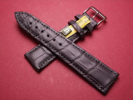 Louisiana Krokodil-Leder-Armband, 22mm im Verlauf auf 18mm an der Schließe, Farbe: anthrazit matt (große Narbung) 