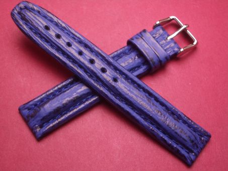 Hirsch Uhren-Armband, Haifischleder, 18mm im Verlauf auf 18mm, Farbe: blau mit schwarz 