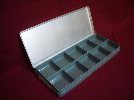 Aufbewahrungs-, /Transport- / oder Sortierbox, 28,5cm x 12cm x 3cm, 10 Fächer, gebraucht 