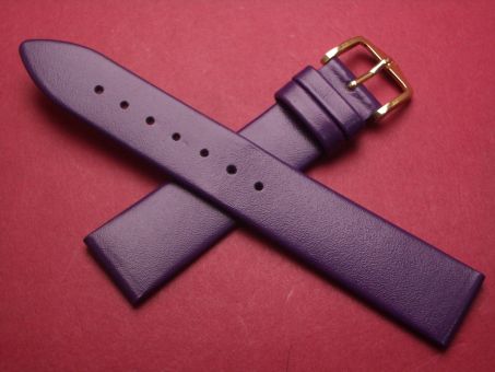Hirsch Uhren-Armband, Kalbsleder, 18mm im Verlauf auf 16mm, Farbe: lila 