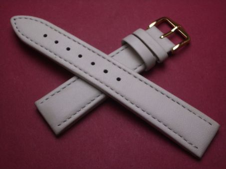Hirsch Uhren-Armband, Schafsleder, 18mm im Verlauf auf 16mm, Farbe: creme 