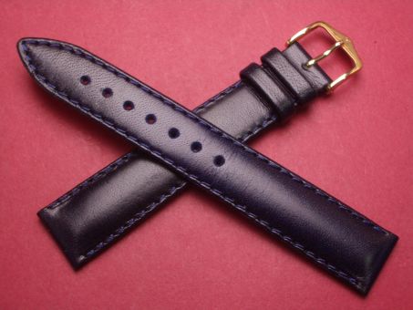 Hirsch Uhren-Armband, Kalbsleder, 18mm im Verlauf auf 16mm, Farbe: dunkelblau 