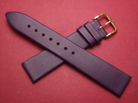 Hirsch Uhren-Armband, Kalbsleder, 18mm im Verlauf auf 16mm, Farbe: dunkellila 