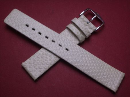 Hirsch Uhren-Armband, Kalbsleder mit Wasserschlangenprägung, 18mm, Farbe: creme 