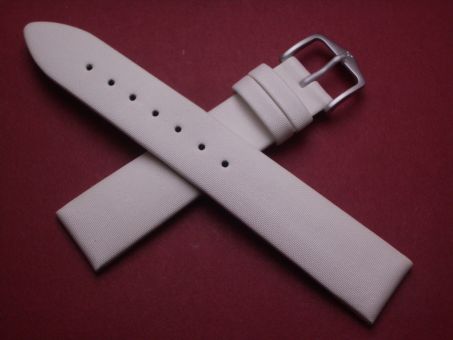 Hirsch Uhren-Armband, Kalbsleder mit Textil, 18mm im Verlauf auf 16mm, Farbe: weiß ohne Naht 