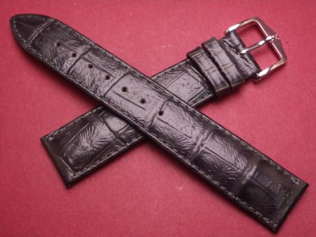Hirsch Uhren-Armband, Kalbsleder mit Krokoprägung, 18mm im Verlauf auf 16mm, Farbe: anthrazit 