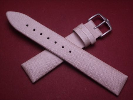 Hirsch Uhren-Armband, Kalbsleder mit Textil, 18mm im Verlauf auf 16mm, Farbe: silber-rosa 