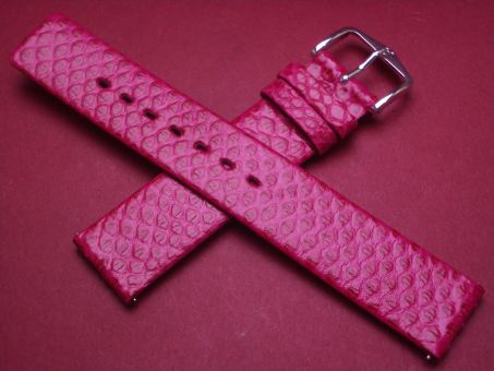 Hirsch Uhren-Armband, Kalbsleder mit Wasserschlangenprägung, 18mm, Farbe: pink 