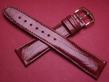 Hirsch Uhren-Armband, Eidechsenleder, 19mm im Verlauf auf 16mm, Farbe: rot-braun 