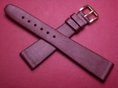 Hirsch Uhren-Armband, Kalbsleder, 19mm im Verlauf auf 14mm, Farbe: rot-braun darunter schwarz 