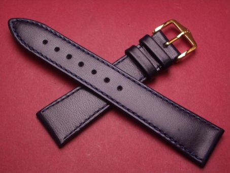 Hirsch Uhren-Armband, Kalbsleder, 19mm im Verlauf auf 16mm, Farbe: dunkelblau 