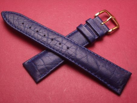 Hirsch Uhren-Armband, Kalbsleder mit Kamelprägung, 19mm im Verlauf auf 16mm, Farbe: dunkelblau 