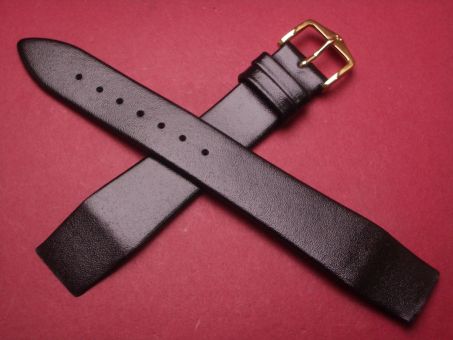Hirsch Uhren-Armband, Kalbsleder, 19mm im Verlauf auf 16mm, für feste Stege, Farbe: schwarz 