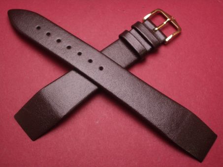 Hirsch Uhren-Armband, Kalbsleder, 19mm im Verlauf auf 16mm, für feste Stege, Farbe: dunkelbraun 