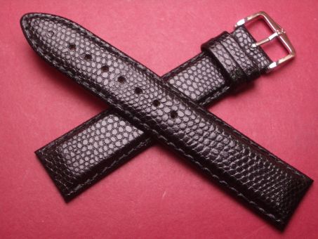 Hirsch Uhren-Armband, Kalbsleder mit Eidechsenprägung, 20mm im Verlauf auf 18mm, Farbe: schwarz 