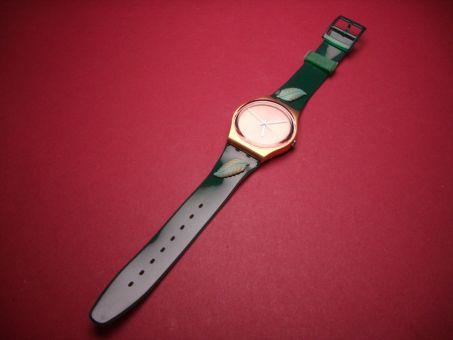 Swatch Armbanduhr aus den 90ern, Bonaparte, Quarz, Ø 34,0mm, Farben: rosé, grün, NOS (New Old Stock) Batterie 380 