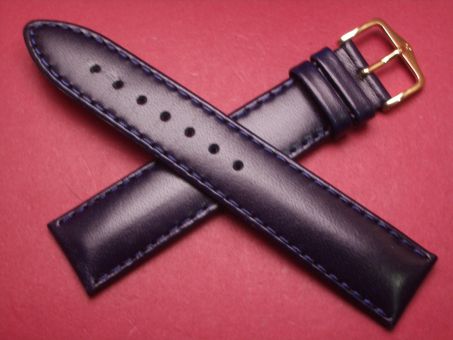 Hirsch Uhren-Armband, Kalbsleder, 20mm im Verlauf auf 18mm, Farbe: dunkelblau 