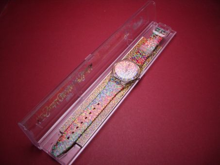 The Collector Swatch No. #2 Armbanduhr aus den 90ern, Lots of dots, Quarz, Ø 34,0mm, Farben: bunt, NOS (New Old Stock) Batterie 380 
