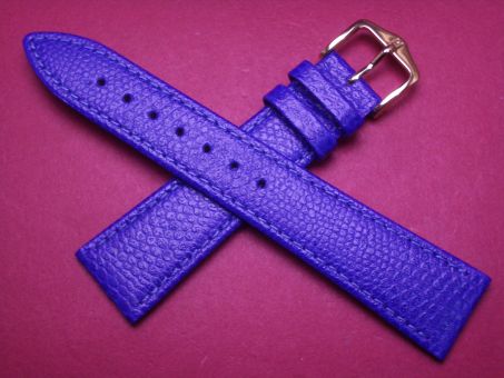 Hirsch Uhren-Armband, Kalbsleder mit Eidechsenprägung, 20mm im Verlauf auf 16mm, Farbe: blau 