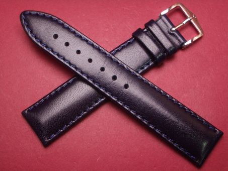 Hirsch Uhren-Armband, Kalbsleder, 20mm im Verlauf auf 18mm, Farbe: dunkelblau 