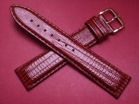 Hirsch Uhren-Armband, Kalbsleder mit Eidechsenprägung, 20mm im Verlauf auf 18mm, Farbe: braun 