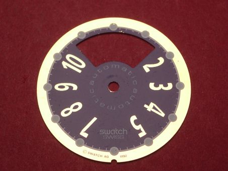 Swatch Zifferblatt, für Automatik, Ø 28,9mm, Farben: gold, weiß, blau, NOS (New Old Stock) 