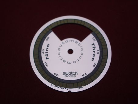 Swatch Zifferblatt, für Automatik, Ø 28,9mm, Farben: silber, grün, blau, NOS (New Old Stock) 