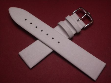 Hirsch Uhren-Armband, Kalbseder, 20mm im Verlauf auf 18mm, Farbe: weiß 
