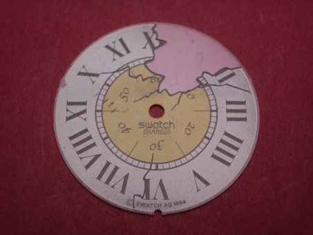 Swatch Zifferblatt, Ø 28,9mm, Farben: beige, schwarz, weiß, NOS (New Old Stock) 