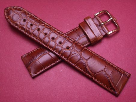 Hirsch Uhren-Armband, Krokoleder, 20mm im Verlauf auf 18mm, Farbe: braun 