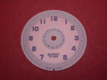 Swatch Zifferblatt, für Automatik, Ø 28,9mm, Farben: transparent, blau, NOS (New Old Stock) 