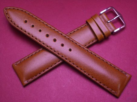 Hirsch Uhren-Armband, Kalbsleder, 20mm im Verlauf auf 18mm, Farbe: braun 