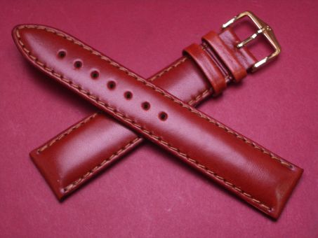 Hirsch Uhren-Armband, Kalbsleder, 20mm im Verlauf auf 18mm, Farbe: rot-braun 
