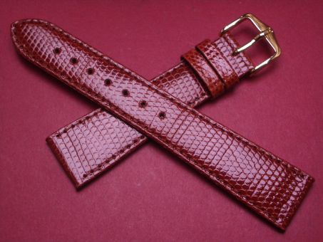 Hirsch Uhren-Armband, Eidechsenleder, 20mm im Verlauf auf 16mm, Farbe: rot-braun 