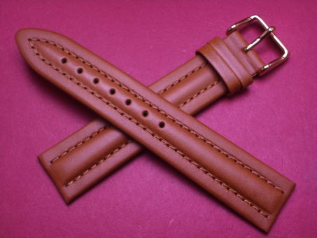 Hirsch Uhren-Armband, Kalbsleder, 20mm im Verlauf auf 18mm, Farbe: braun 