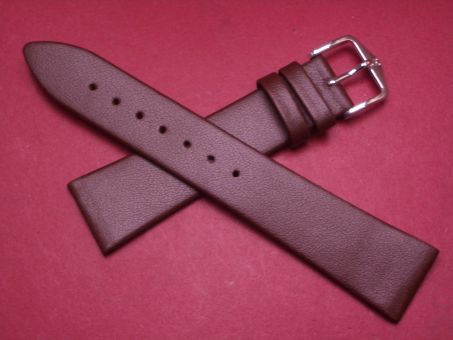 Hirsch Uhren-Armband, Kalbsleder, 20mm im Verlauf auf 16mm, Farbe: dunkelbraun 