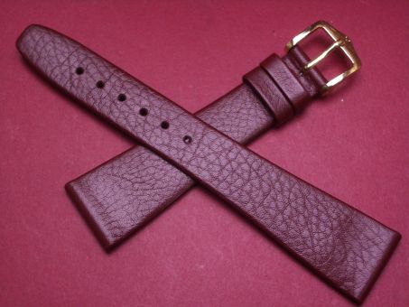 Hirsch Uhren-Armband, Kalbsleder, 20mm im Verlauf auf 14mm, Farbe: rot-braun darunter schwarz 