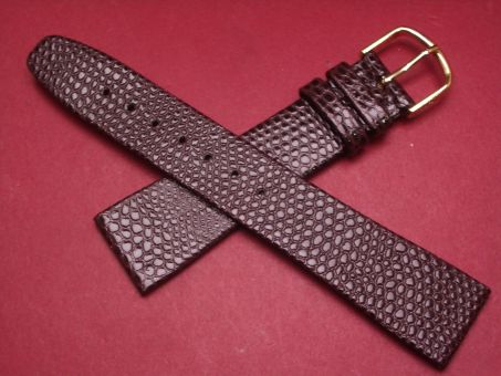 Hirsch Uhren-Armband, Kalbsleder mit Eidechsenprägung, 20mm im Verlauf auf 16mm, Farbe: dunkelbraun 