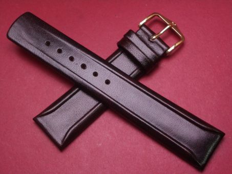 Hirsch Uhren-Armband, Kalbsleder, 20mm im Verlauf auf 18mm, Farbe: dunkelbraun 