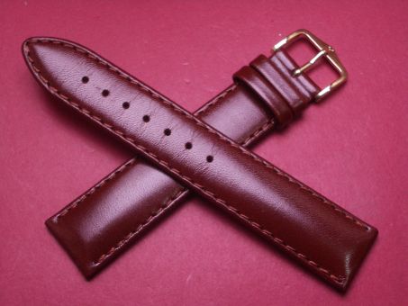 Hirsch Uhren-Armband, Kalbsleder, 20mm im Verlauf auf 18mm, Farbe: rot-braun 