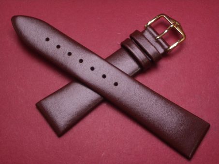 Hirsch Uhren-Armband, Kalbsleder, 20mm im Verlauf auf 16mm, Farbe: rot-braun 