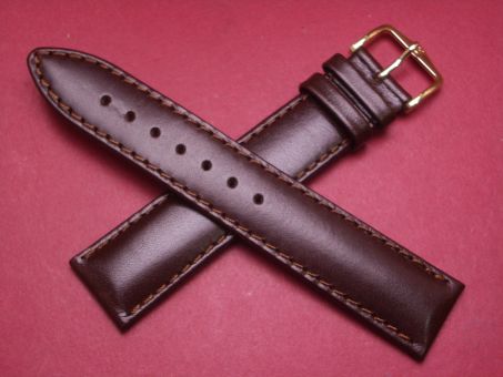 Hirsch Uhren-Armband, Kalbsleder, 20mm im Verlauf auf 18mm, Farbe: dunkelbraun 
