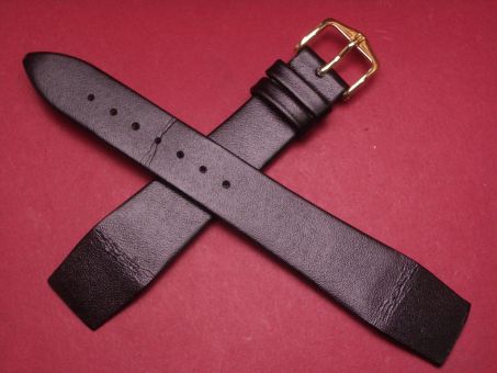 Hirsch Uhren-Armband, Kalbsleder, 20mm im Verlauf auf 16mm, für feste Stege, Farbe: schwarz 