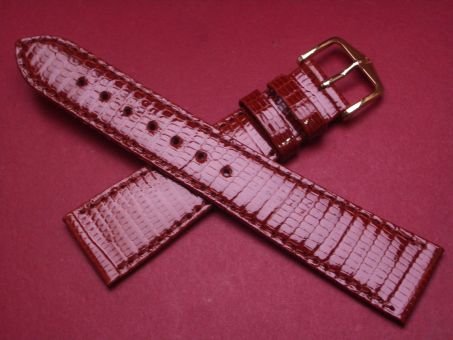 Hirsch Uhren-Armband, Eidechsenleder, 20mm im Verlauf auf 16mm, Farbe: braun 