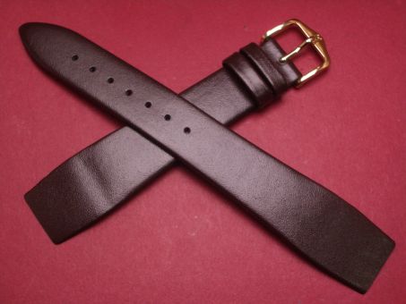 Hirsch Uhren-Armband, Kalbsleder, 20mm im Verlauf auf 16mm, für feste Stege, Farbe: dunkelbraun 