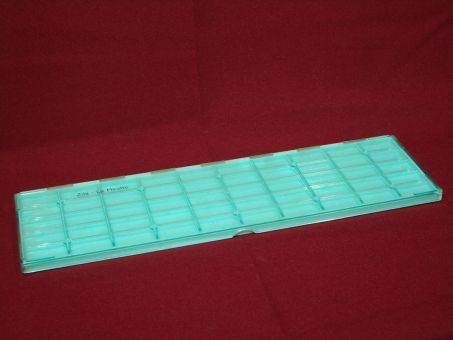 Aufbewahrungs-, /Transport- / oder Sortierbox aus Kunststoff, 34cm x 10cm x 1cm, 50 Fächer, gebraucht 