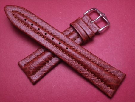Hirsch Uhren-Armband, Kalbsleder, 22mm im Verlauf auf 18mm, Farbe: rot-braun 